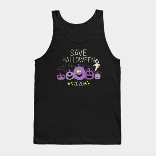 Purple Pumpkin Patch Bat Ghost Save Halloween 2020 Tank Top